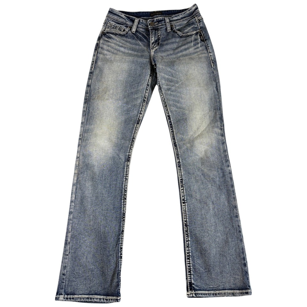 Silver Jeans Co Suki Baby Boot Women 29 Blue Midrise Faded Bootcut Western